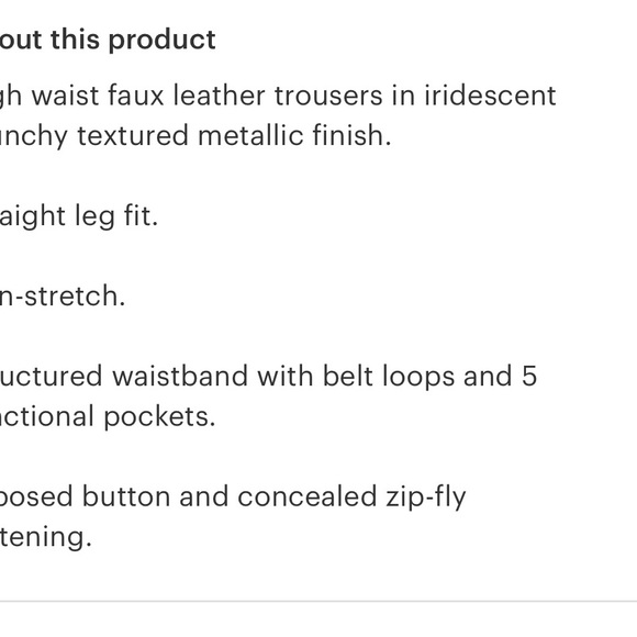 Lupe High Waist Faux Leather Metallic Textured Pants - Picture 4 of 8